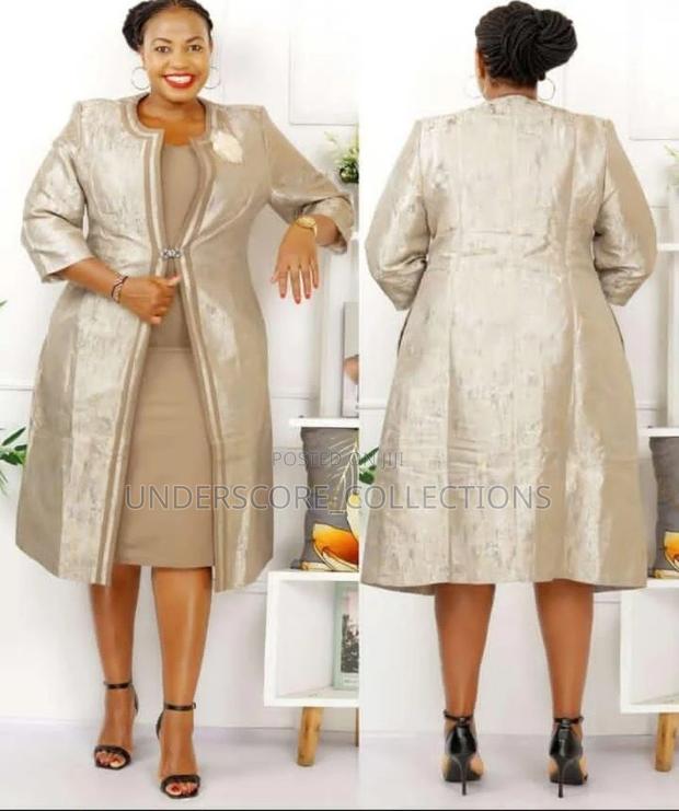 Ladies Plus Size Fitting Dresses With Long Coat - main view