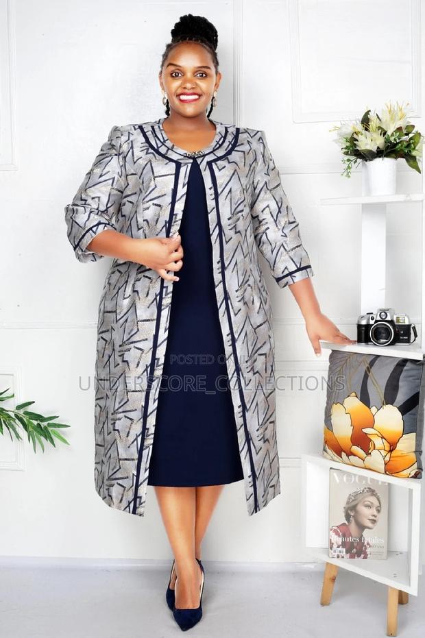 Ladies Plus Size Fitting Dresses With Long Coat - thumbnail 4