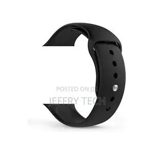 Black Silicone Watch Band Made to Fit 42 44mm Apple Watch