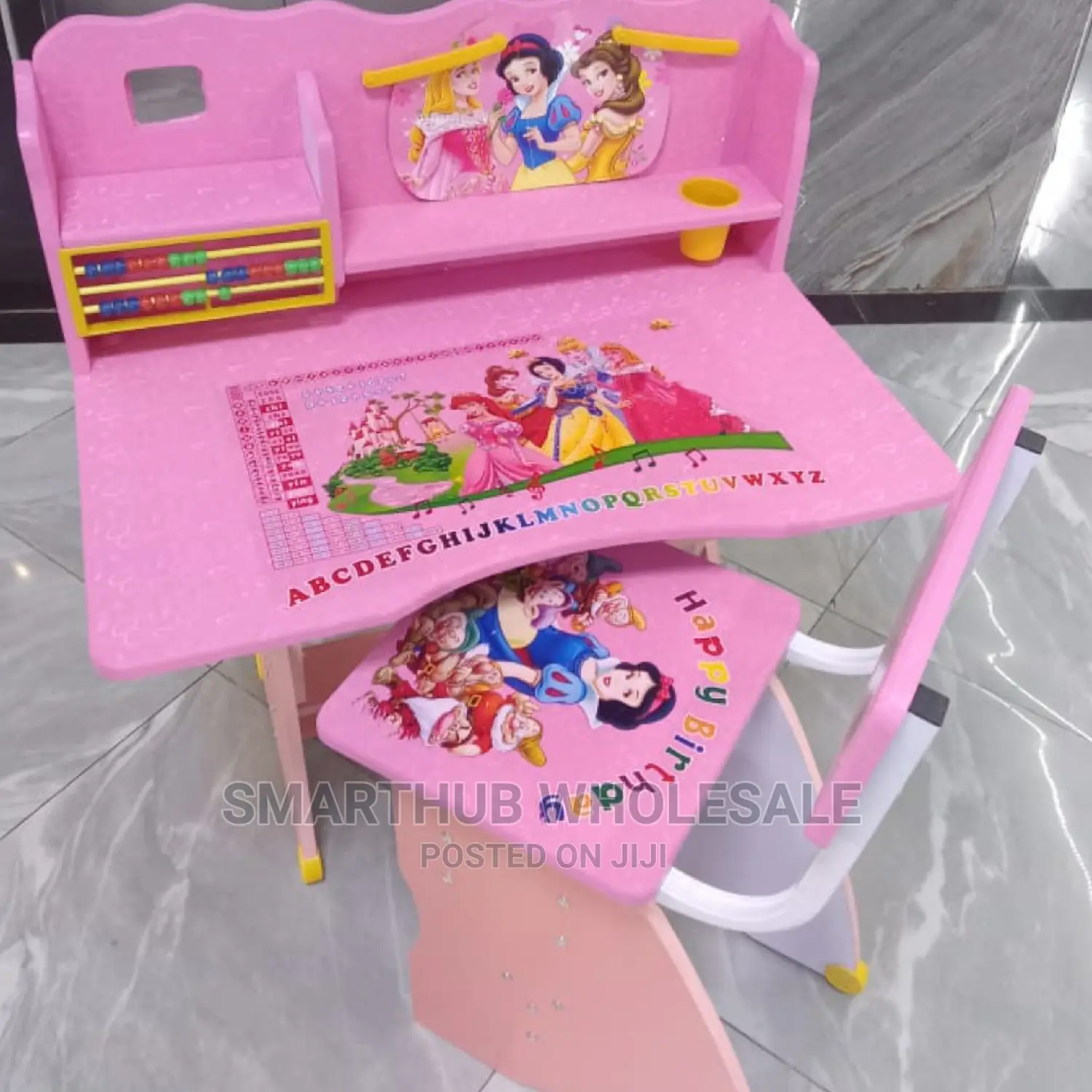 Wooden Study Desk Pink Table