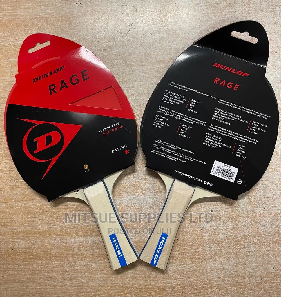 Pair of Dunlop Table Tennis Bat Rage Pulsar 1 Star