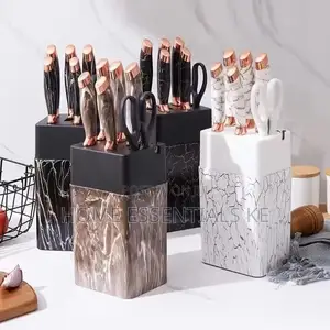 7in1 Knife Set With Sharpener Plastic With Marble Effect*
