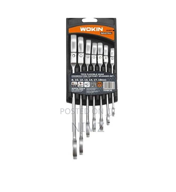Wokin 7pc Flexible Head Combination Ratchet Spanner Set - main view