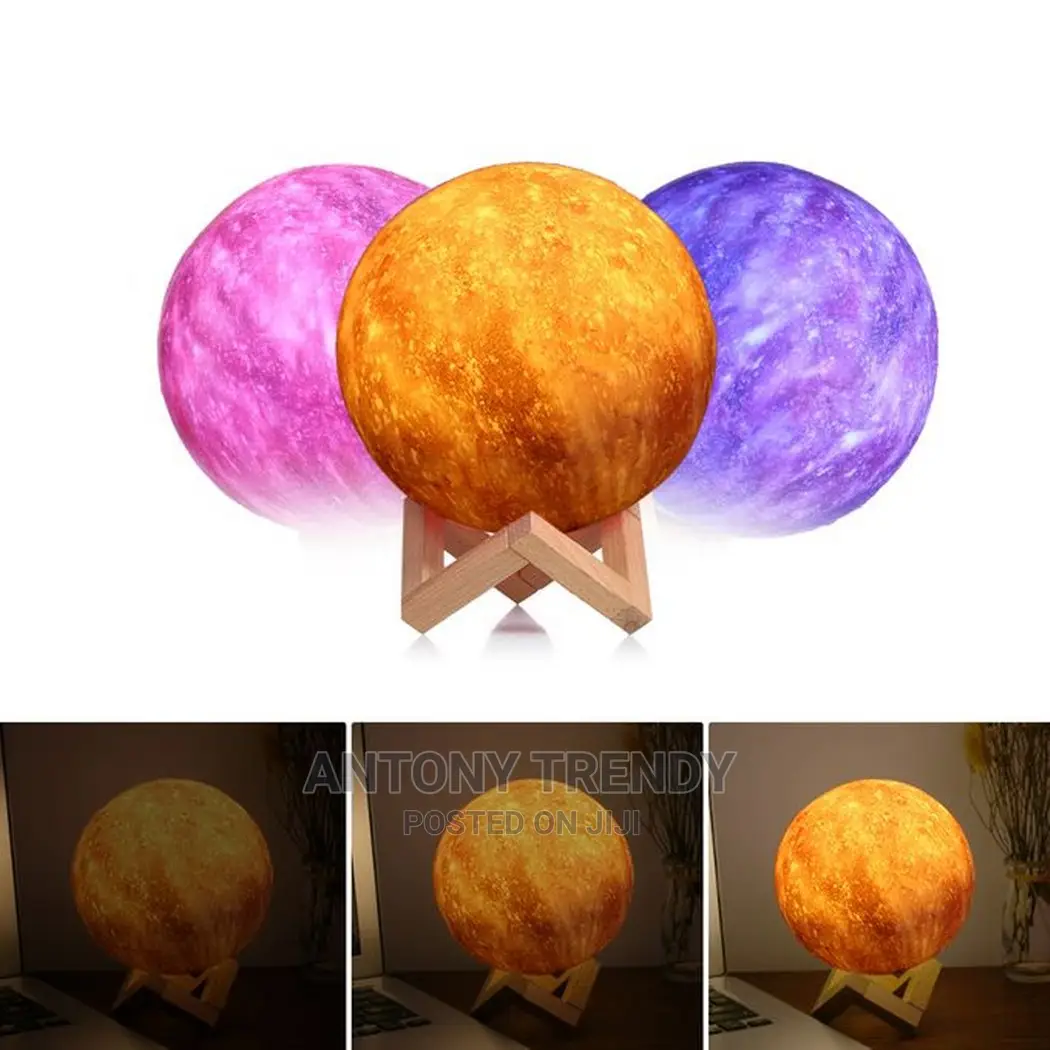 Moon Lamp,Multi Colors 15cm LED 3D Print Star Moon