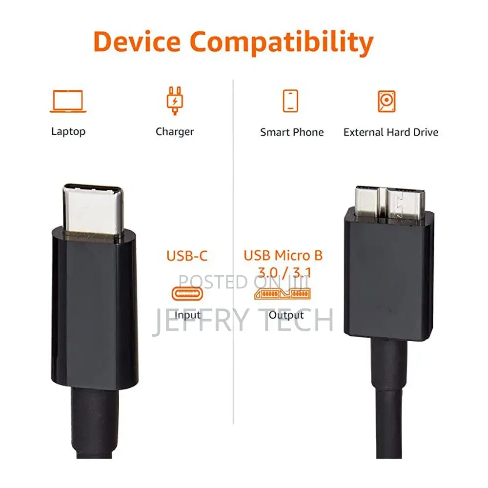 USB C External Hard Drive Cable 3FT USB 3.1 C to Micro B Cor