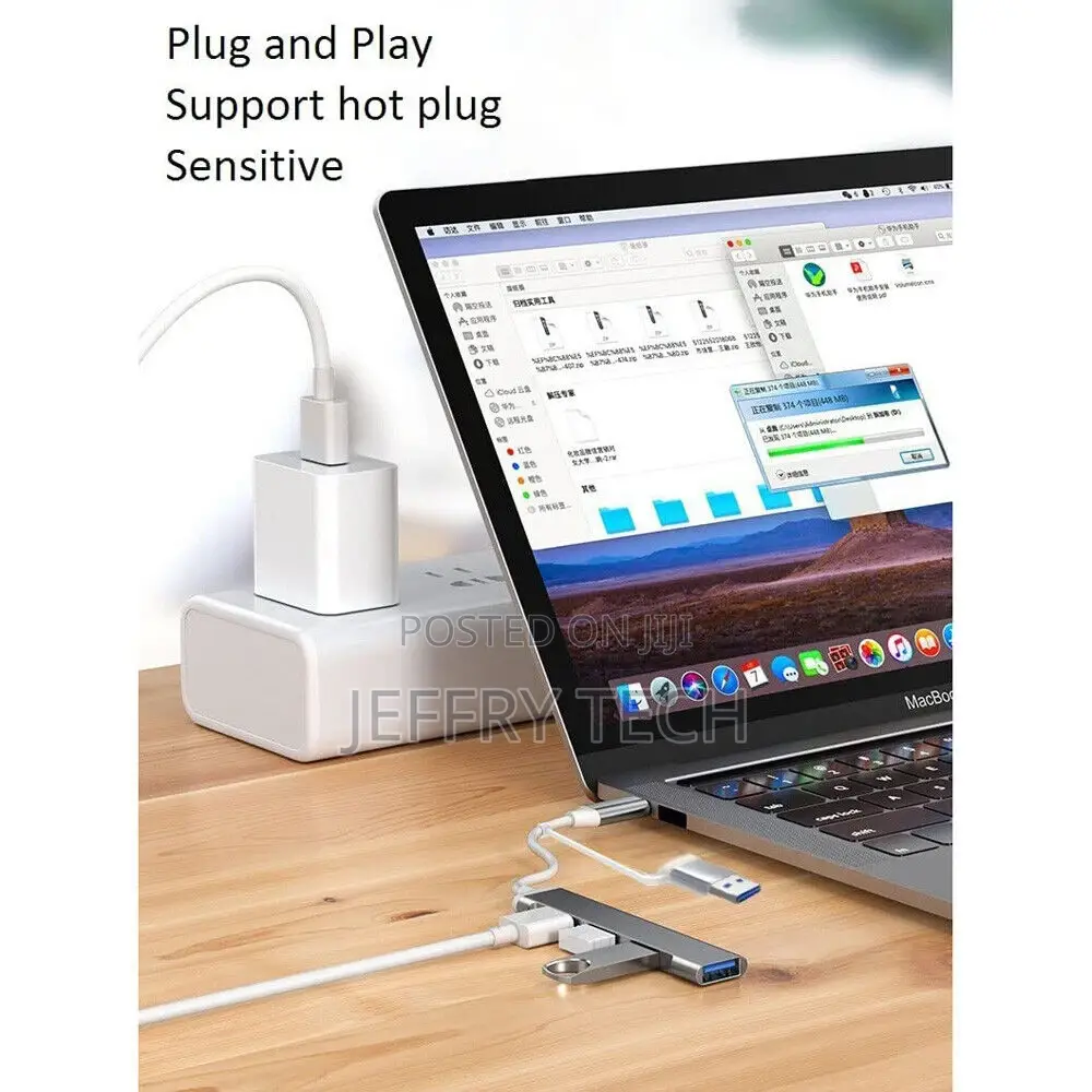 USB-C Type C to USB 3.0 4 Port Hub USB Adapter USB-C Slim Th