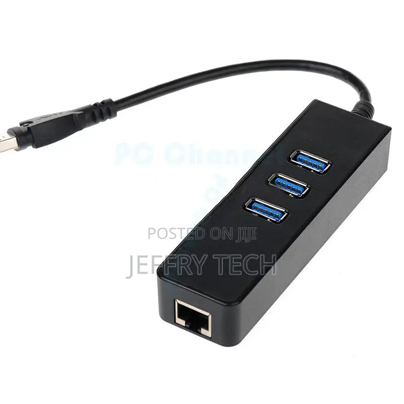 3 Port USB 3.0 Hub W/ Gigabit Ethernet Network Adapter 1000M