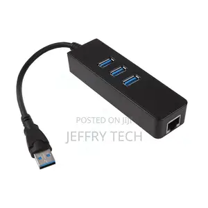 3 Port USB 3.0 Hub W/ Gigabit Ethernet Network Adapter 1000M