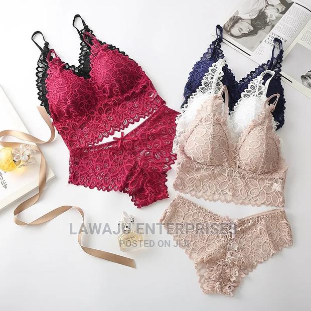 Matching Bra Panty Set - Red, Beige Black - thumbnail 3