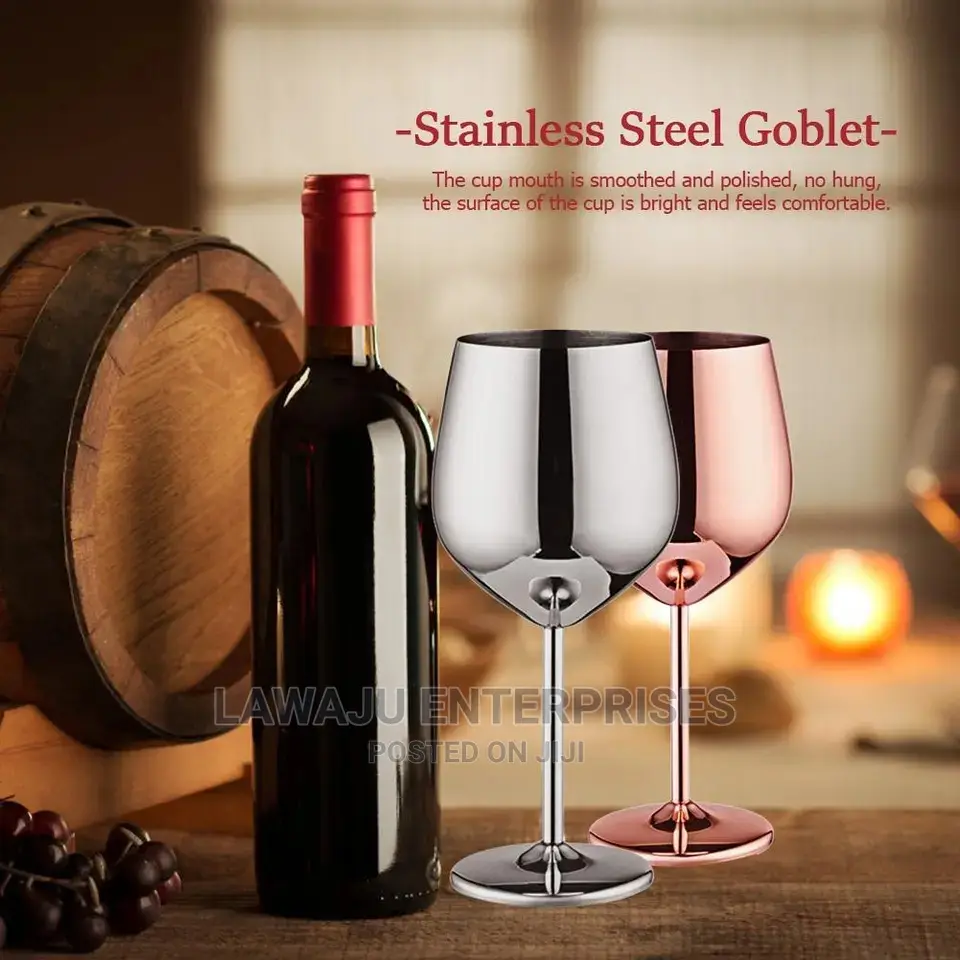 2pc Copper Wine Glasses Stainless Steel Goblets Shatterproof