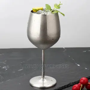 Set of 2 Stainless Steel Wine Glasses