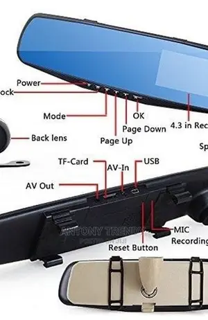12" Rearview Mirror Dual Dash Cam