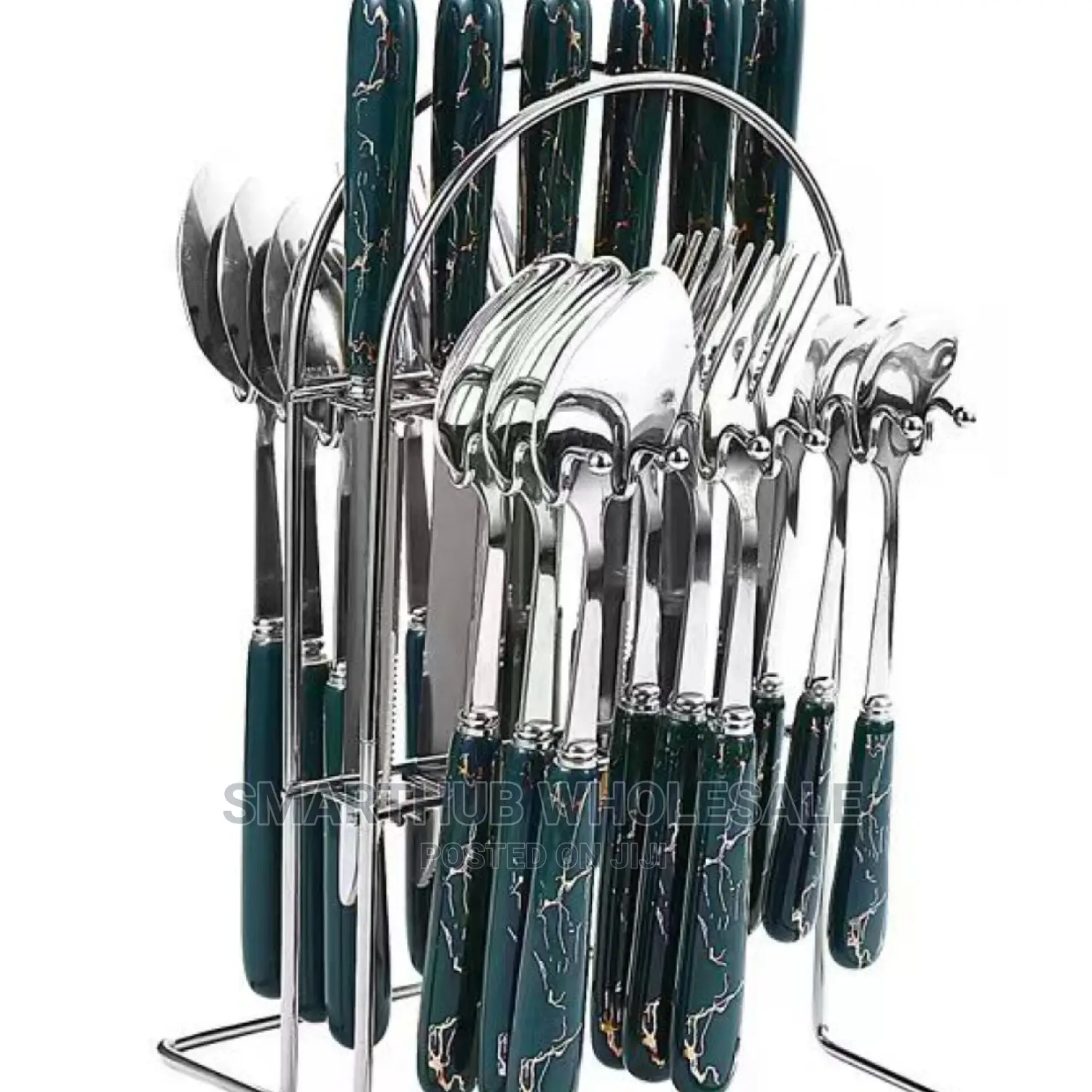 *24PC Cutlery Set (SILVER COLOUR Metallic Silver Colour