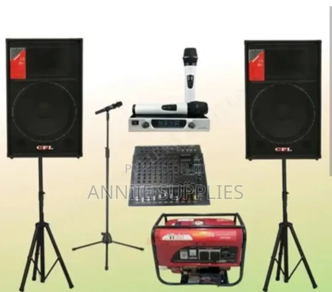 8ch Powered Mixer +(2) Midrange Speakers+2.5kva Generator