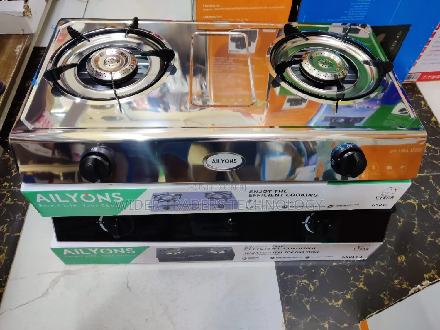 Lyons Stainless Steel Body Gas Stove Double Burner- Blue.