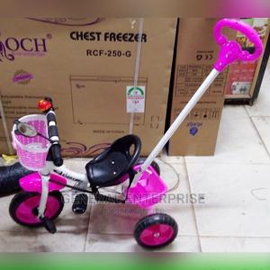 Pink Tricycle With Handle - main view