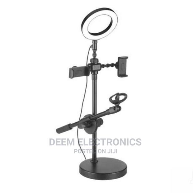 Small 8" Ring Light With 2 Phone Holders and a Mic Holder - main view