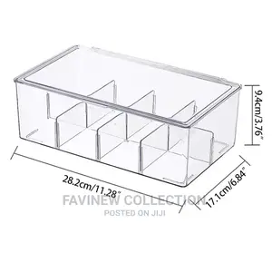 Acrylic Tea Bag Organizer With Cover Compartment Divider Box