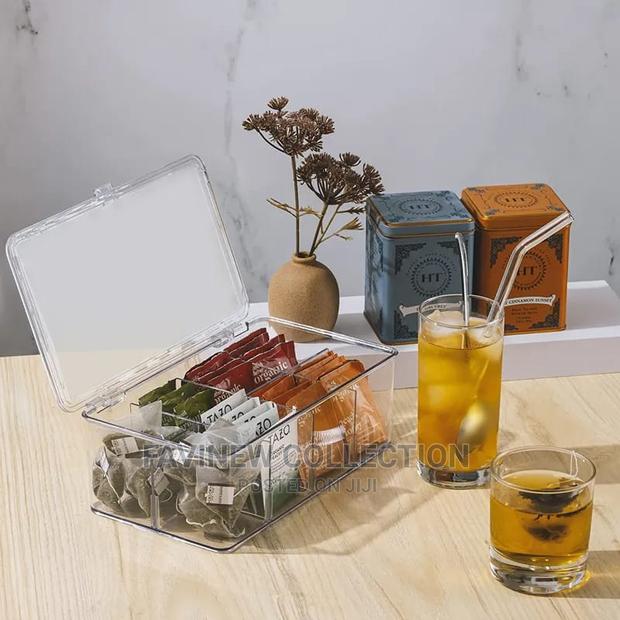 Acrylic Tea Bag Organizer With Cover Compartment Divider Box - thumbnail 4
