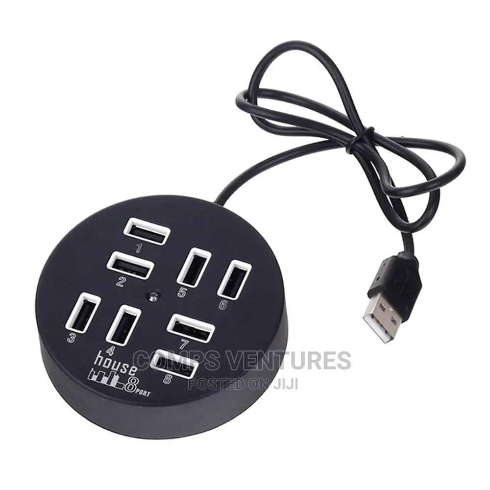 Hi-Speed 8 Port USB Hub Adapter for Charging + High Speed Da
