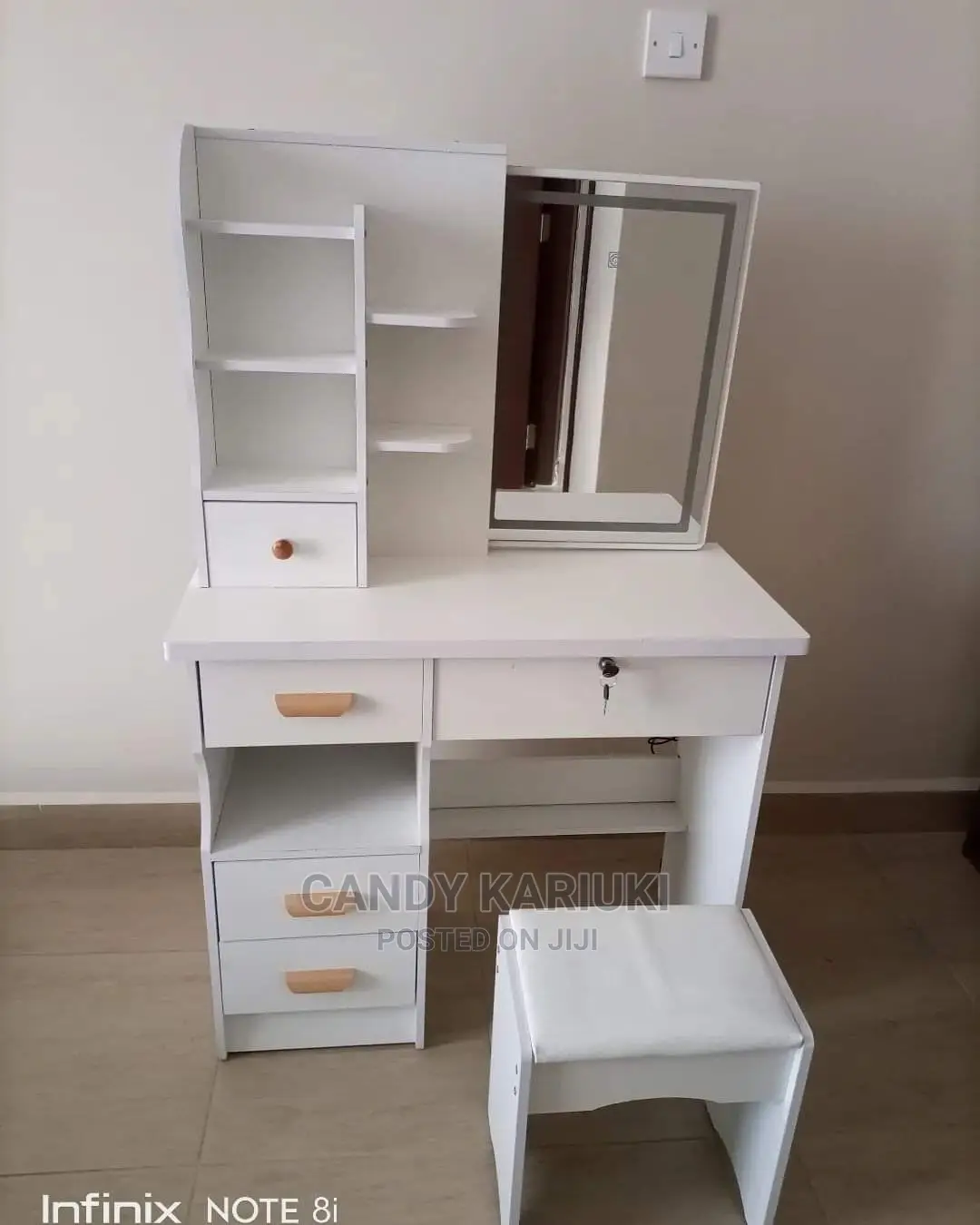 White Sliding Mirror Dresser