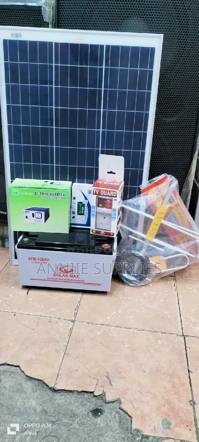 120w Complete Kit With 100ah Dry Solar Battery+ Free Aerial