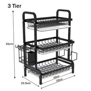 3 Tire Metallic Dish Rack