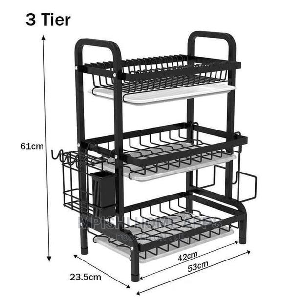 3 Tire Metallic Dish Rack - thumbnail 2