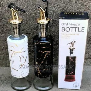 Oil and Vinegar Bottle BLACK WHITE GLASS 320ml