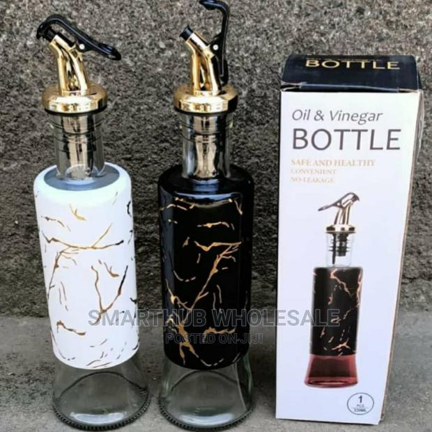 Oil and Vinegar Bottle BLACK WHITE GLASS 320ml