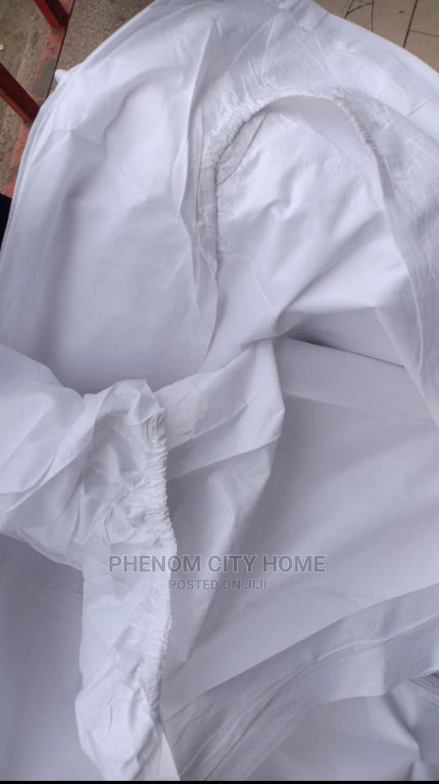 Plain White Fitted Cotton Bedsheet Set