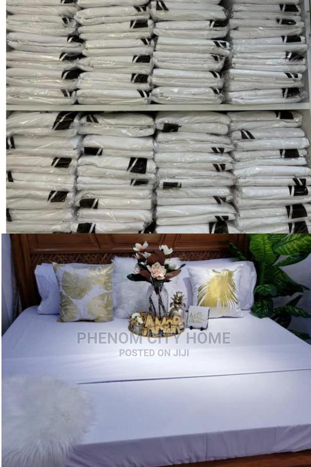 Plain White Fitted Cotton Bedsheet Set - thumbnail 2