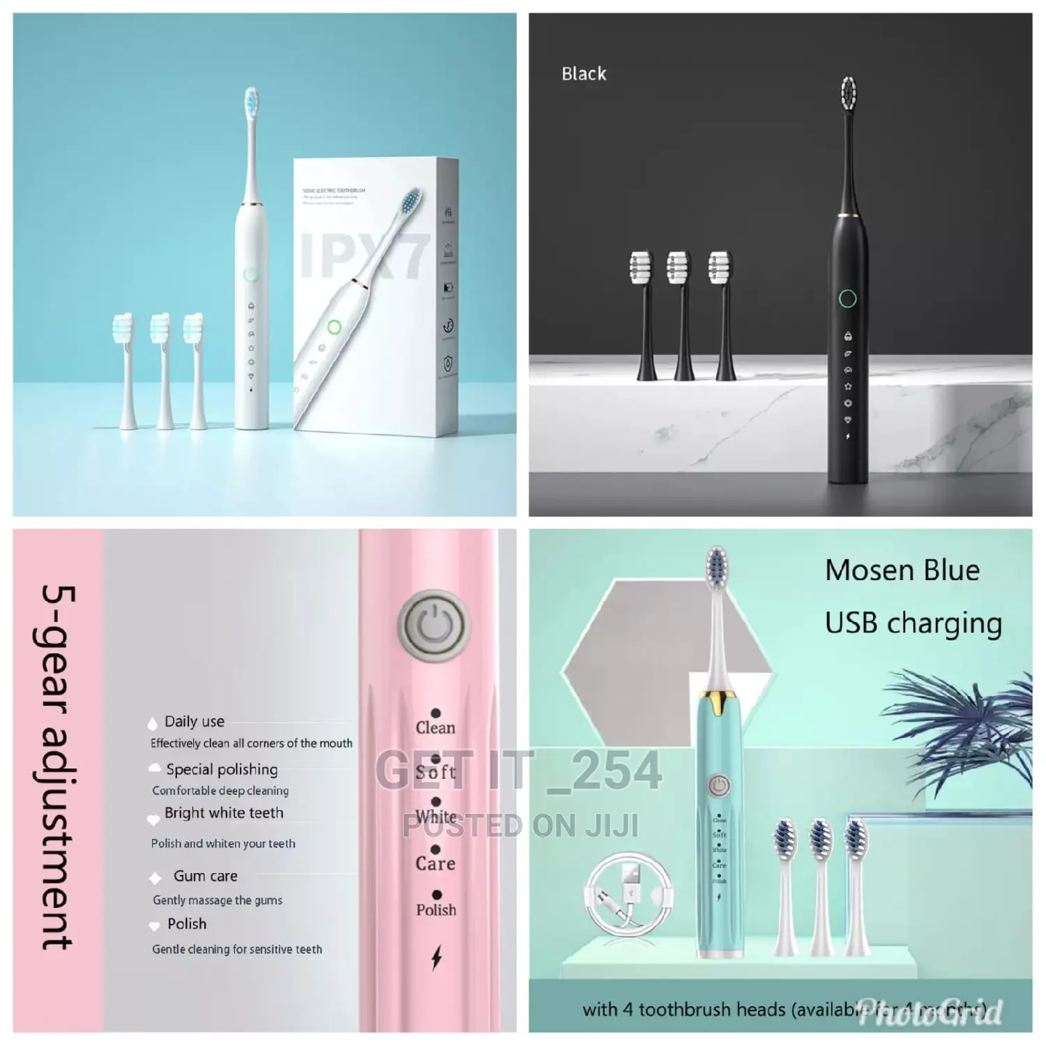 Rechargeable Electric Toothbrush With USB and 3 Replacement