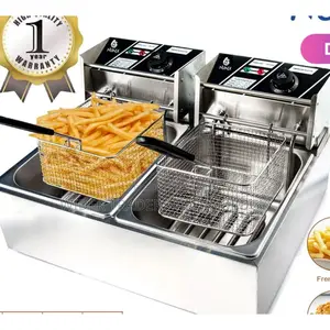 6L+6L Double Electric Chips Deep Fryer Machine Silver