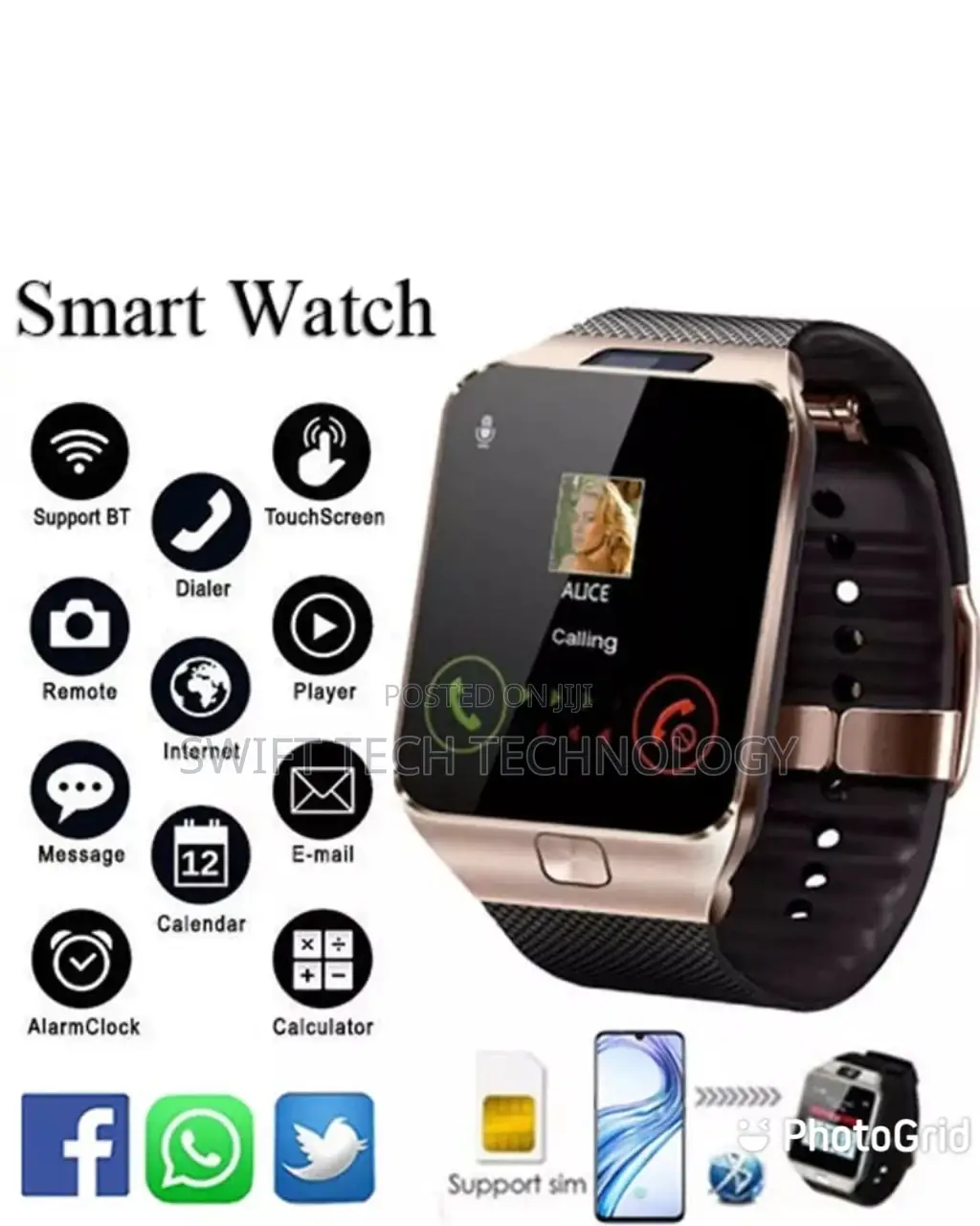 Smartwatch DZ09 Smart Watch Support TF SIM Camera