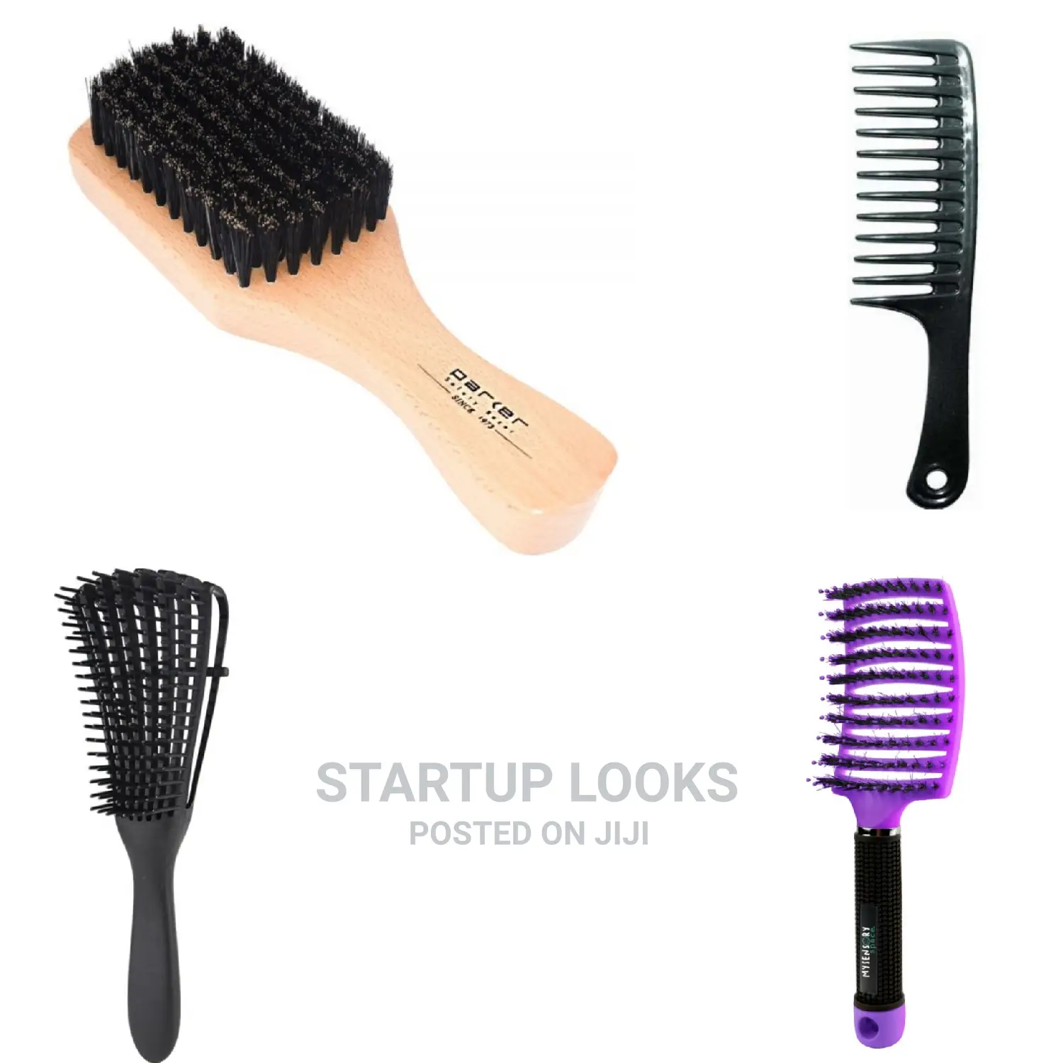 4 Piece Hair Bristle + Hair Brushes