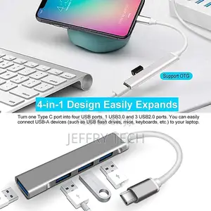 USB C Dongle Adapter 4 in 1 With 1 USB 3.0 Ports and 3 USB 2