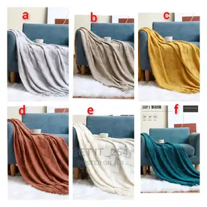 Soft Knit Throw Blankets With Tussle Size 130*180cms KSH