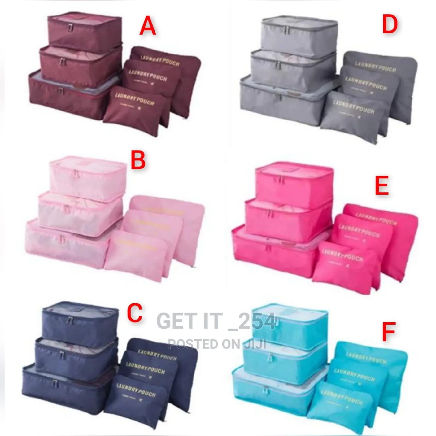 6pc Set Travel Suitcase Organizer With Foldable Cosmetic