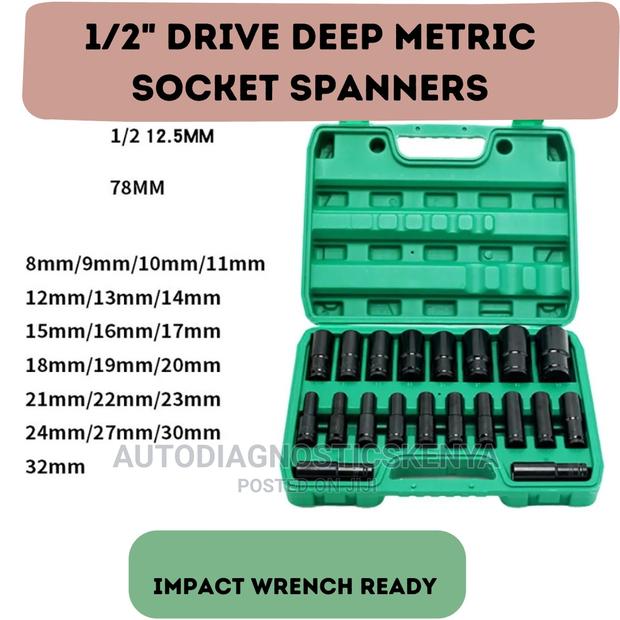 20 PIECE 1/2'' DRIVE DEEP IMPACT Metric Box Spanner Sockets - main view