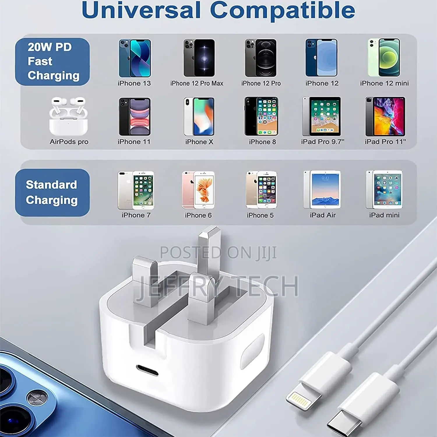 20W PD Type C Power Block Wall Charger Plug Adapter With 1M