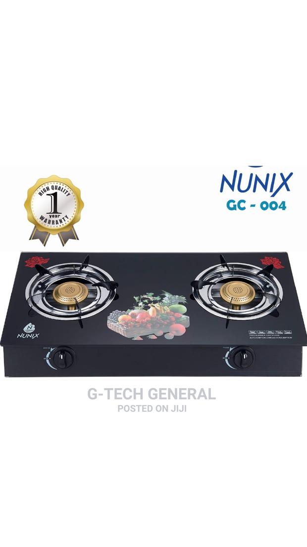 Nunix Gc-004 Glass Top Two Burner Auto Ignition Gas Stove