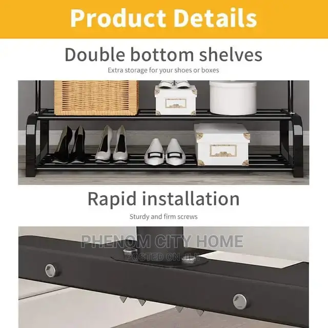 Double Pole Clothing Rack With Lower Storage