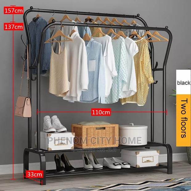 Double Pole Clothing Rack With Lower Storage - thumbnail 2
