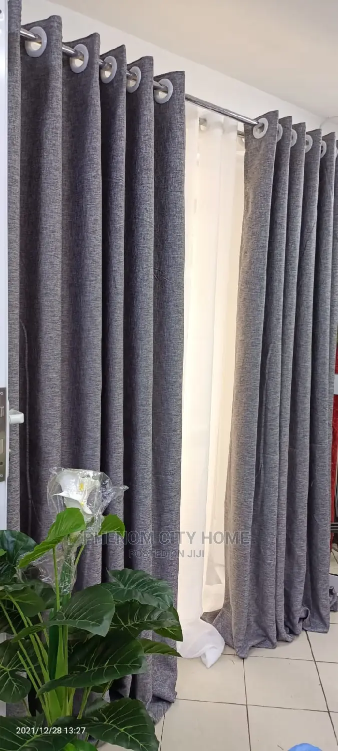 Plain Grey Line Curtains