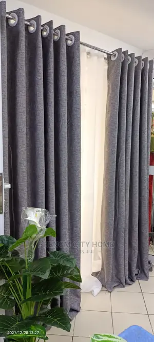 Plain Grey Line Curtains
