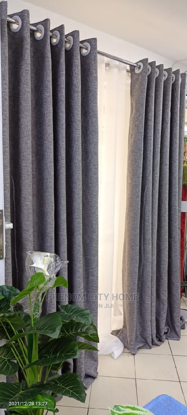 Plain Grey Line Curtains - thumbnail 2