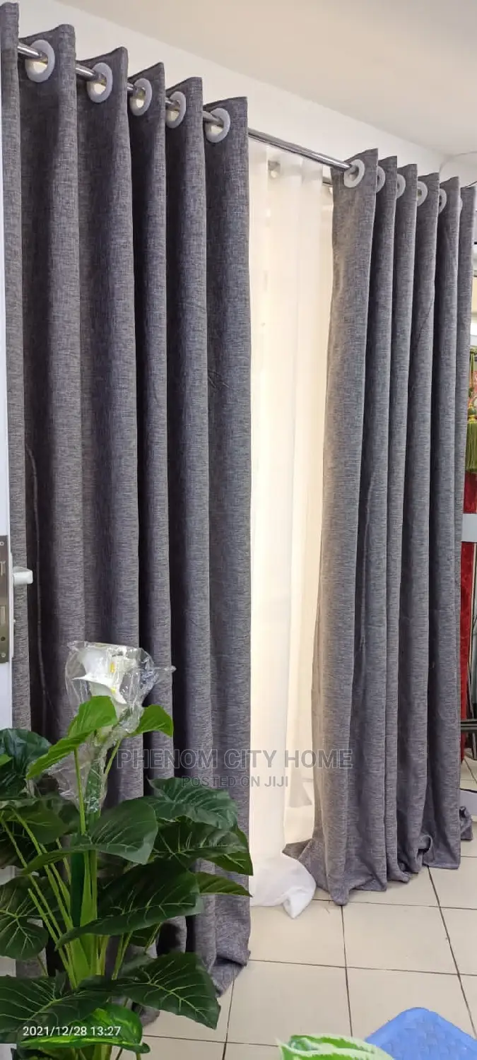 Plain Grey Line Curtains