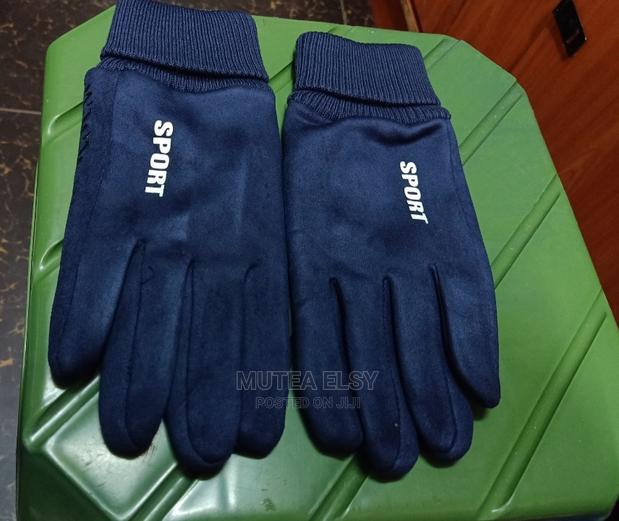 Navyblue Suede Unisex Gloves - main view