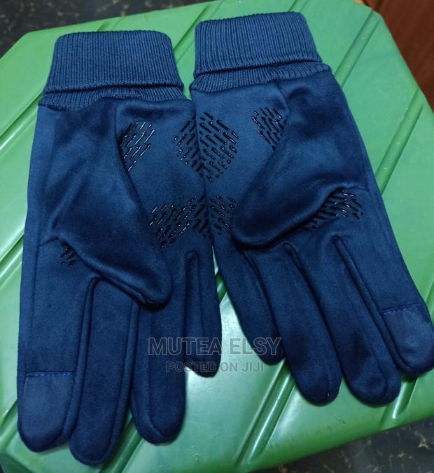 Navyblue Suede Unisex Gloves - thumbnail 3